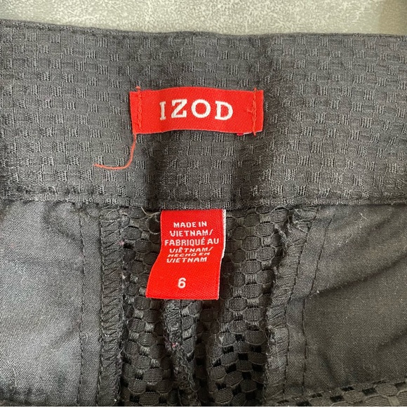 Izod Black Cotton Blend Textured Spring Cropped Pants - Picture 4 of 7
